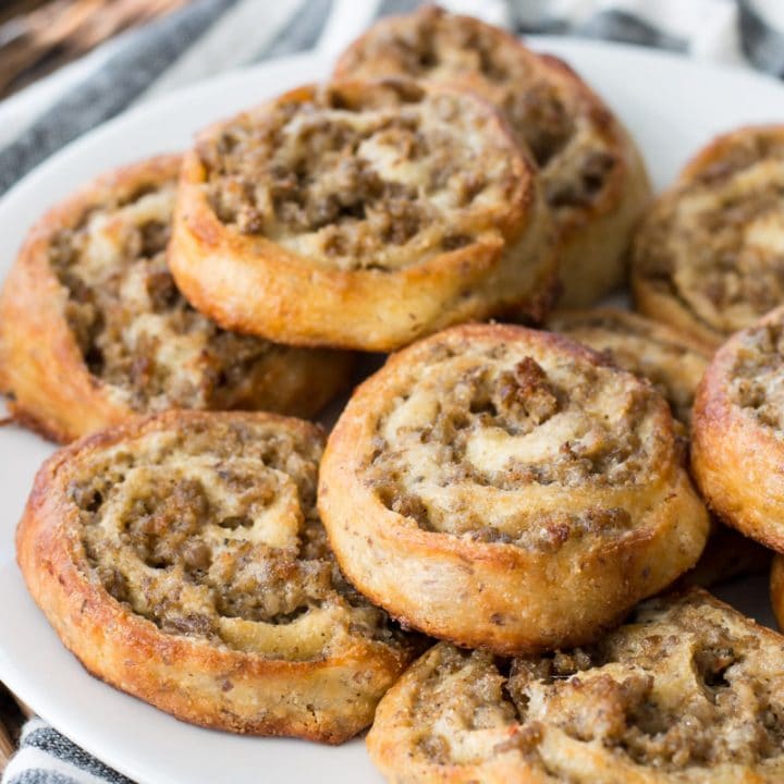 These easy Keto Sausage Rolls are packed with sausage and cream cheese! The perfect gluten free, keto breakfast or appetizer!