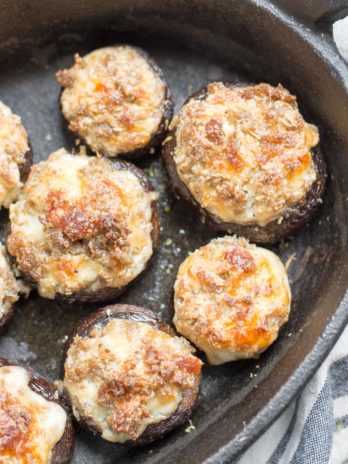 Easy Keto Stuffed Mushrooms are loaded with spicy sausage and cheese for the perfect keto appetizer! #keto