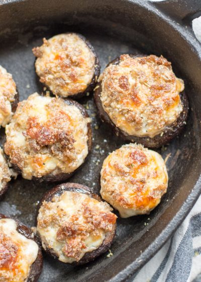 Easy Keto Stuffed Mushrooms are loaded with spicy sausage and cheese for the perfect keto appetizer! #keto