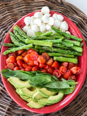 Asparagus, Tomato and Avocado Salad in a creamy lemon vinaigrette! Healthy, quick and delicious! The perfect low carb summer salad!