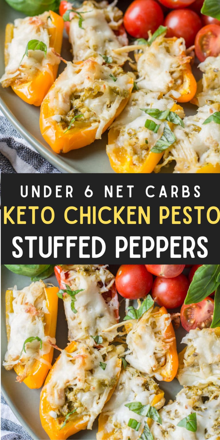 Keto Chicken Pesto Stuffed Sweet Peppers Maebells