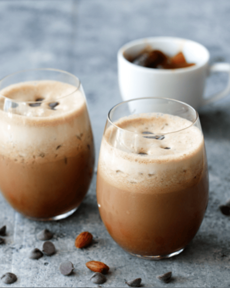 This Almond Butter Frappuccino is packed with strong coffee, almond milk and rich almond butter! The easiest keto frappuccino you will make all summer! Only 3 net carbs per serving!