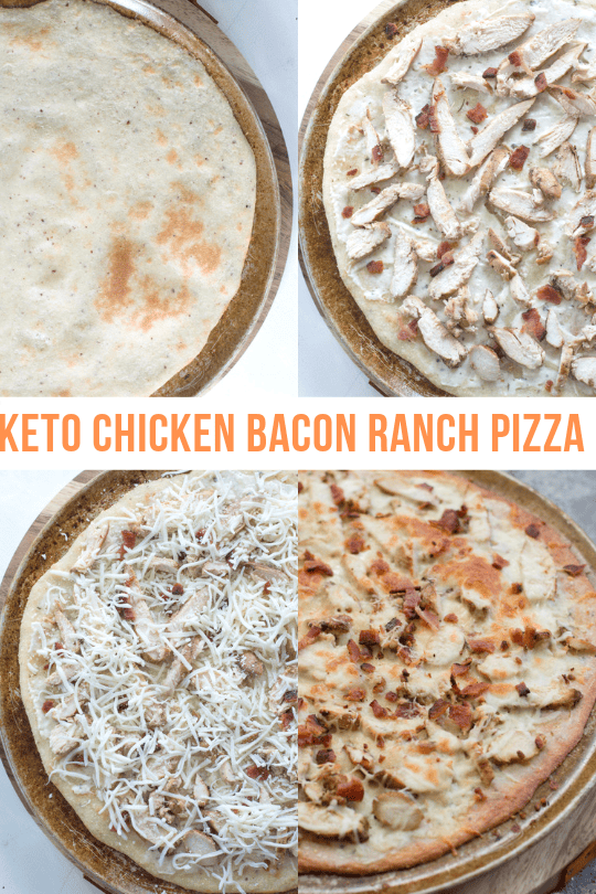 photo collage showing steps to making a keto friendly pizza 