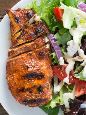 Learn how to make Easy Blackened Chicken perfect for salads, wraps, pasta and more. Pair with a low carb side for the perfect keto meal! #keto