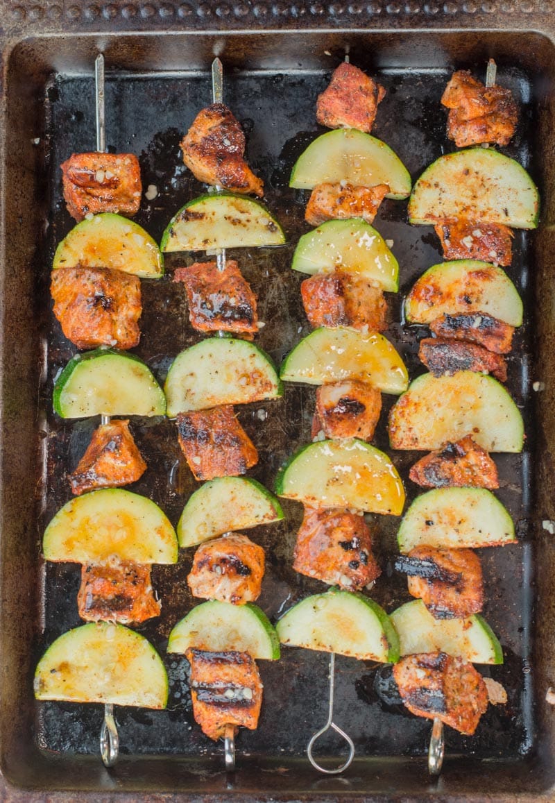These keto salmon zucchini skewers are the perfect quick, healthy keto dinner!