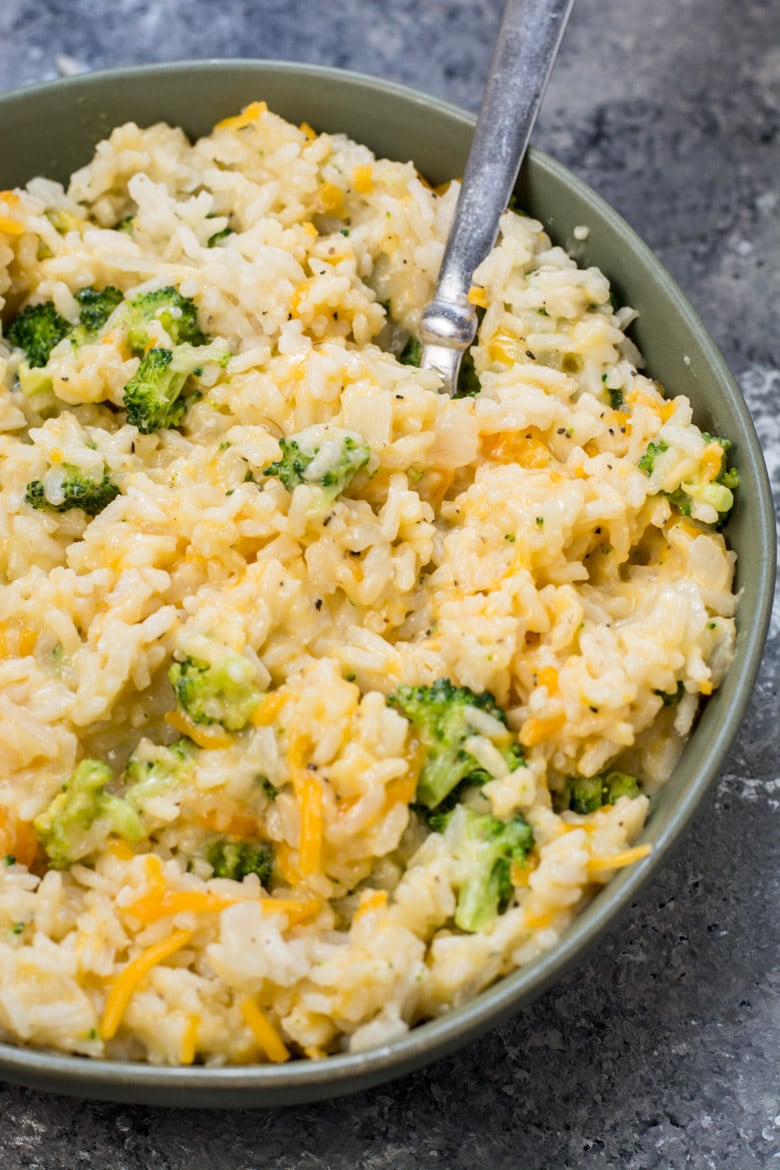 This Cheesy Broccoli Rice Casserole is the perfect one pan side dish that is loaded with tender broccoli and sharp cheddar cheese. This easy gluten-free side is perfect for even your pickiest eaters!