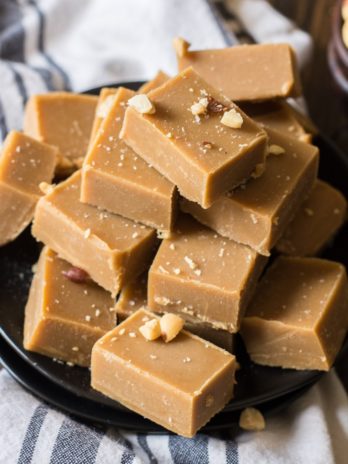 Ultra creamy, three ingredient Keto Peanut Butter Fudge that is only 2 net carbs per slice! #keto