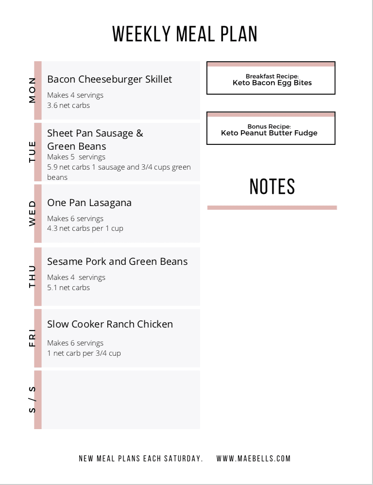 Curious about keto but not sure where to start? I can help! This Easy Keto Meal Plan includes 5 EASY low carb dinners plus a keto breakfast recipe complete with net carb counts and a printable shopping list.