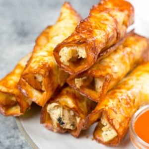 These Keto Buffalo Chicken Taquitos only have three ingredients, can be made in under 10 minutes and have nearly no carbs!