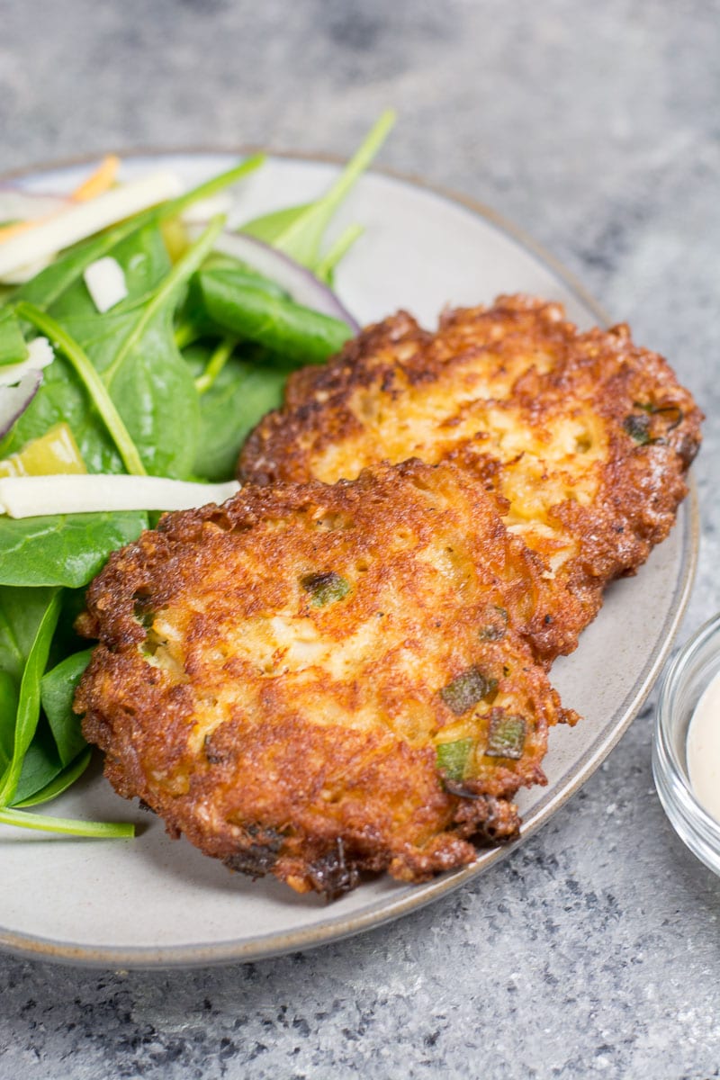 These are the best Keto Crab Cakes! They are perfectly tender on the inside and crispy on the outside and have less than one net carb each!