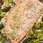 Keto Garlic Butter Salmon and Broccoli Sheet Pan Dinner