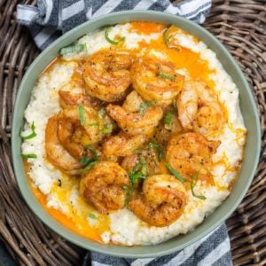 This cheesy Keto Shrimp and Grits recipe is the ultimate low carb comfort food! At under 5 net carbs per serving this will be a new favorite!