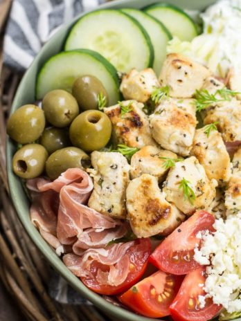 Try these Greek Chicken Power Bowls perfect for a low carb dinner or easy, healthy meal prep!