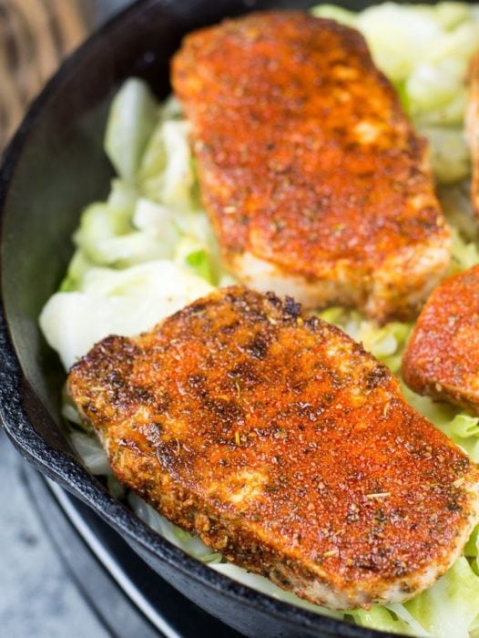 This easy Cajun Pork Chops and Fried Cabbage dish is the easiest one pan, 30 minute meal! At just 3.7 net carbs this is a low carb, keto approved dinner you will love!