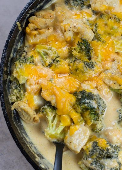 When you need some low carb comfort food try this Keto Broccoli Cheddar Chicken! A one pan, low carb dinner under 7 net carbs per serving.