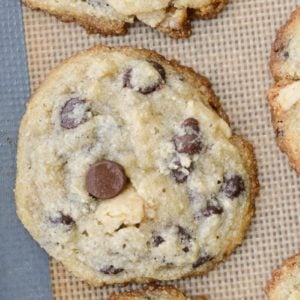 This is the perfect Keto Chocolate Chip Cookie recipe! These low carb cookies are packed with dark chocolate chips and pecans all for only about one net carb each!