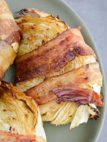 This easy Keto Bacon Wrapped Cabbage is a tasty low carb side dish that can be grilled or baked!