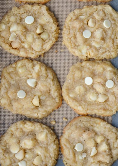 These Keto White Chocolate Macadamia Nut Cookies are the perfect low carb dessert! Each cookie is packed with sweet white chocolate chips and salty macadamia nuts for about 3 net carbs each!