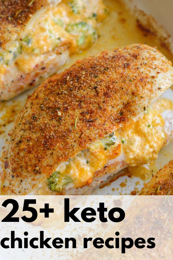25+ Easy Keto Chicken Recipes that will make your low carb meal planning easy! These include easy keto dinners with chicken plus snacks, wraps, soups, and more!