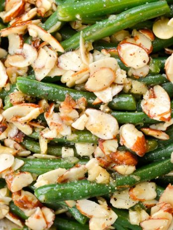 Green Beans Almondine is a classic side dish that goes perfectly with most entrees! Tender green beans are tossed in a rich butter sauce and toasted almonds, for only 3.6 net carbs per serving! 