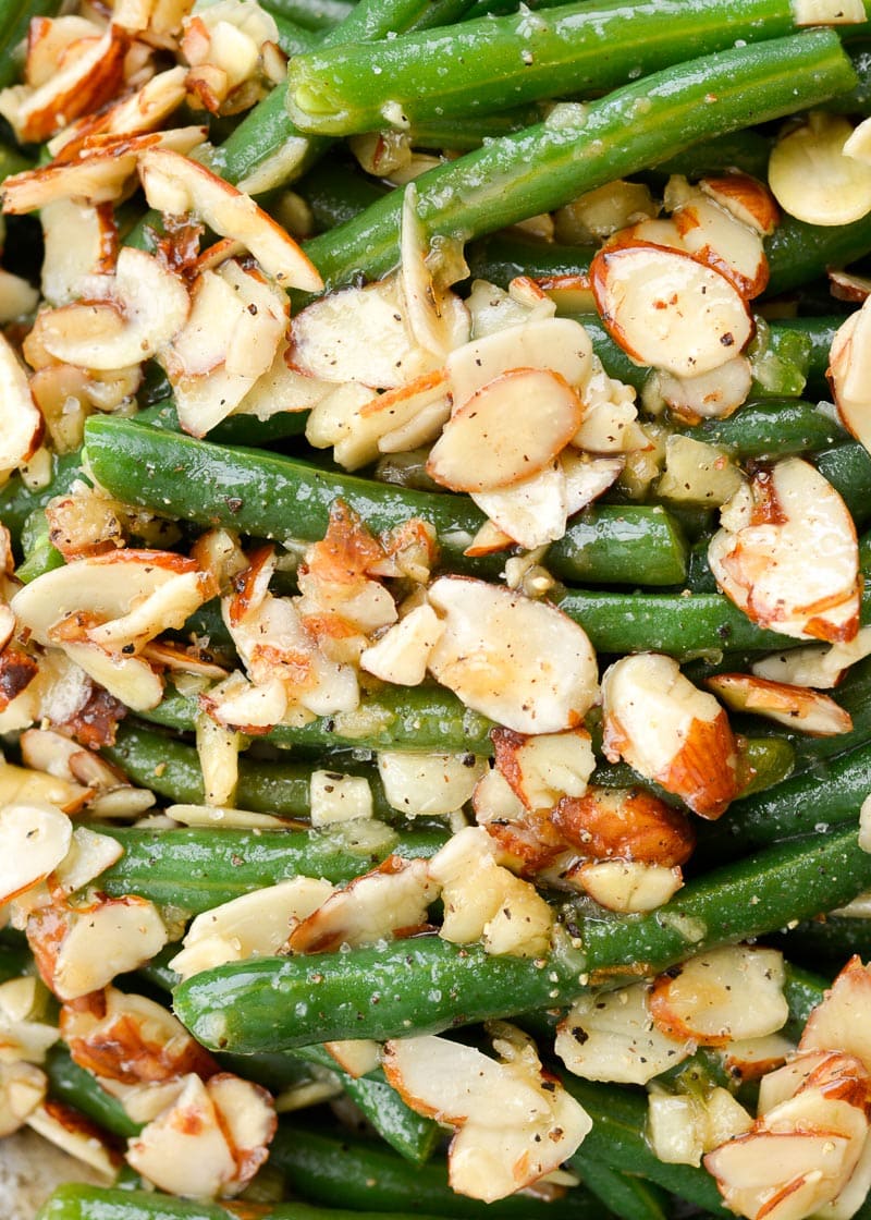 Green Beans Almondine is a classic side dish that goes perfectly with most entrees! Tender green beans are tossed in a rich butter sauce and toasted almonds, for only 3.6 net carbs per serving! 