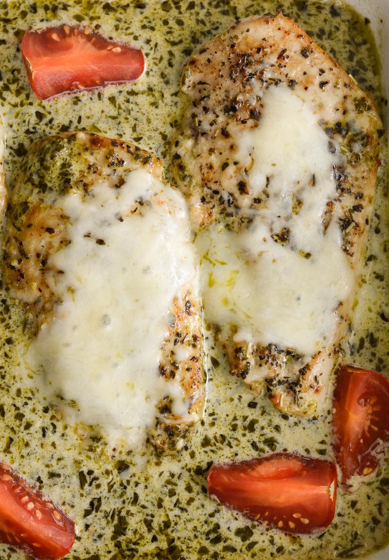 This Easy Pesto Chicken has just 2.5 net carbs per serving, making it a low carb, keto-friendly dinner that is impressive enough for guests!