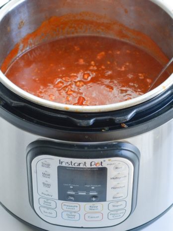 This Instant Pot No Bean Chili is loaded with ground beef, tomatoes and spices! This keto-friendly chili recipe has just 15 minutes cooking time and about 8 net carbs per serving!