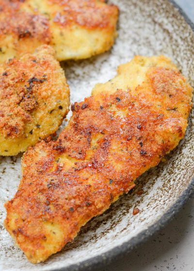 These Easy Keto Chicken Tenders can be made in the air fryer or oven and contain about 2 net carbs per serving! 