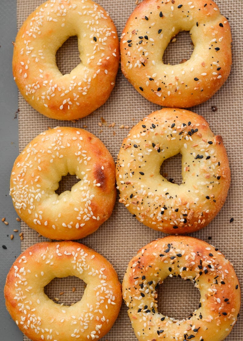 These Easy Keto Bagels make the best low carb breakfast sandwiches! At about 3 net carbs this is a gluten free, keto-friendly bagel recipe you will love!