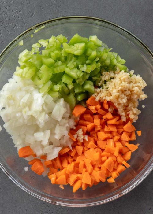 chopped vegetables in bowl