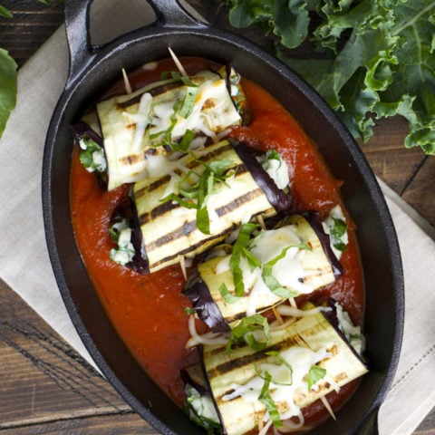 Roasted Garlic Ranch Eggplant Rolls