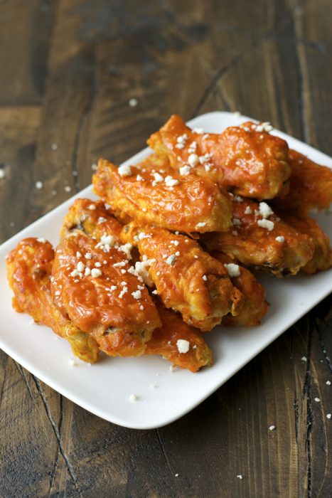 These Crispy Baked Buffalo Wings are lightened up and made keto-friendly!