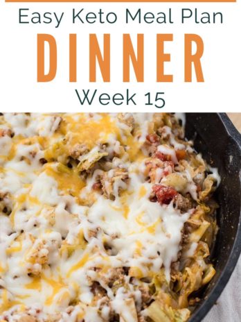 Week 16 of my Easy Keto Meal Plan includes 5 EASY keto meals plus a low-carb dessert you can meal prep! This guide is complete with net carb counts and a printable shopping list.