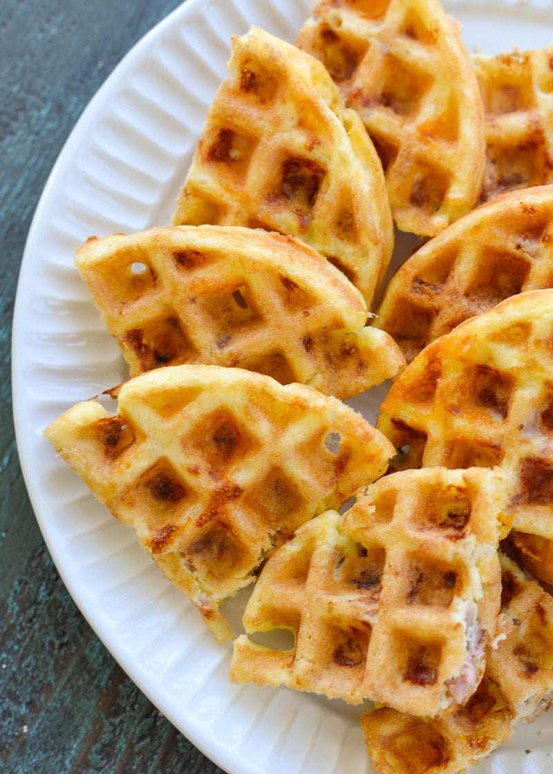 These Ham and Cheese Chaffles require just 5 ingredients and are about 1 net carb each! This is the perfect easy keto breakfast or snack recipe! 