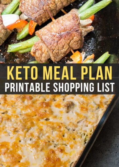 This week’s Easy Keto Meal Plan includes 5 easy low-carb dinner as well as a keto-friendly dessert. I’ve included net carb counts, serving amounts, and a printable shopping list!