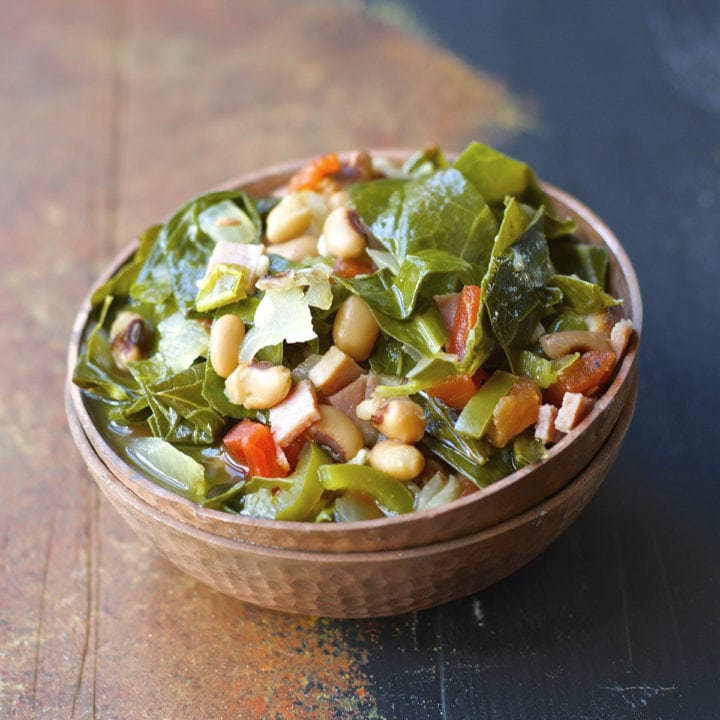 Crock Pot Black Eyed Peas and Collard Greens