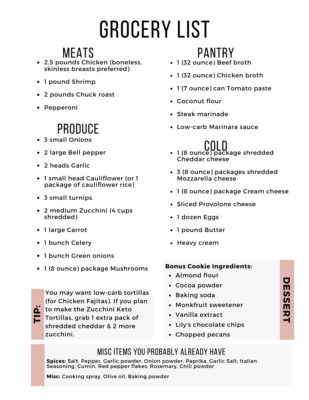 Easy Keto Meal Plan with Printable Shopping List (Week 19) - Maebells