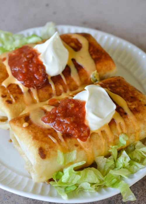 These delicious Chicken Chimichangas have a smooth, hearty filling and a perfectly crispy shell! Keto-friendly chimichangas can be cooked in a skillet, in the oven, or in an Air Fryer for maximum flexibility!