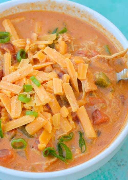 This low-carb soup is going to be a big hit! Chicken Enchilada Soup can be made in the Instant Pot, in a slow cooker, or on the stove! 