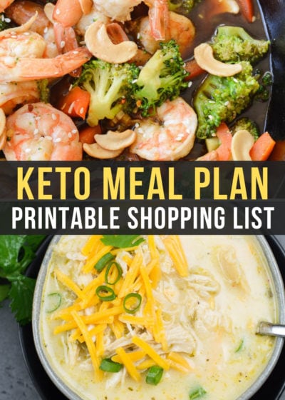 This week’s Easy Keto Meal Plan includes 5 EASY low-carb meals plus a keto-friendly meal prep breakfast! This guide is complete with net carb counts and a printable shopping list.