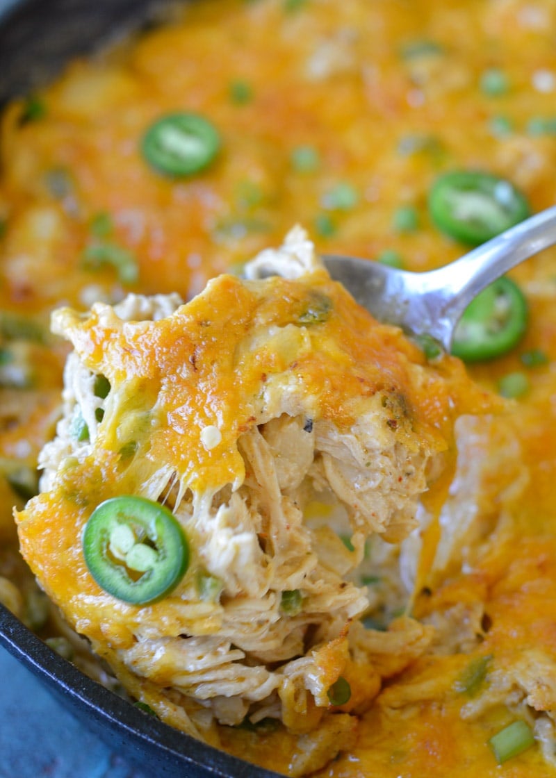 This easy Jalapeño Popper Chicken Skillet is a satisfying cheesy, low carb casserole! At under 3 net carbs per serving this will be a new favorite in your keto meal plan!