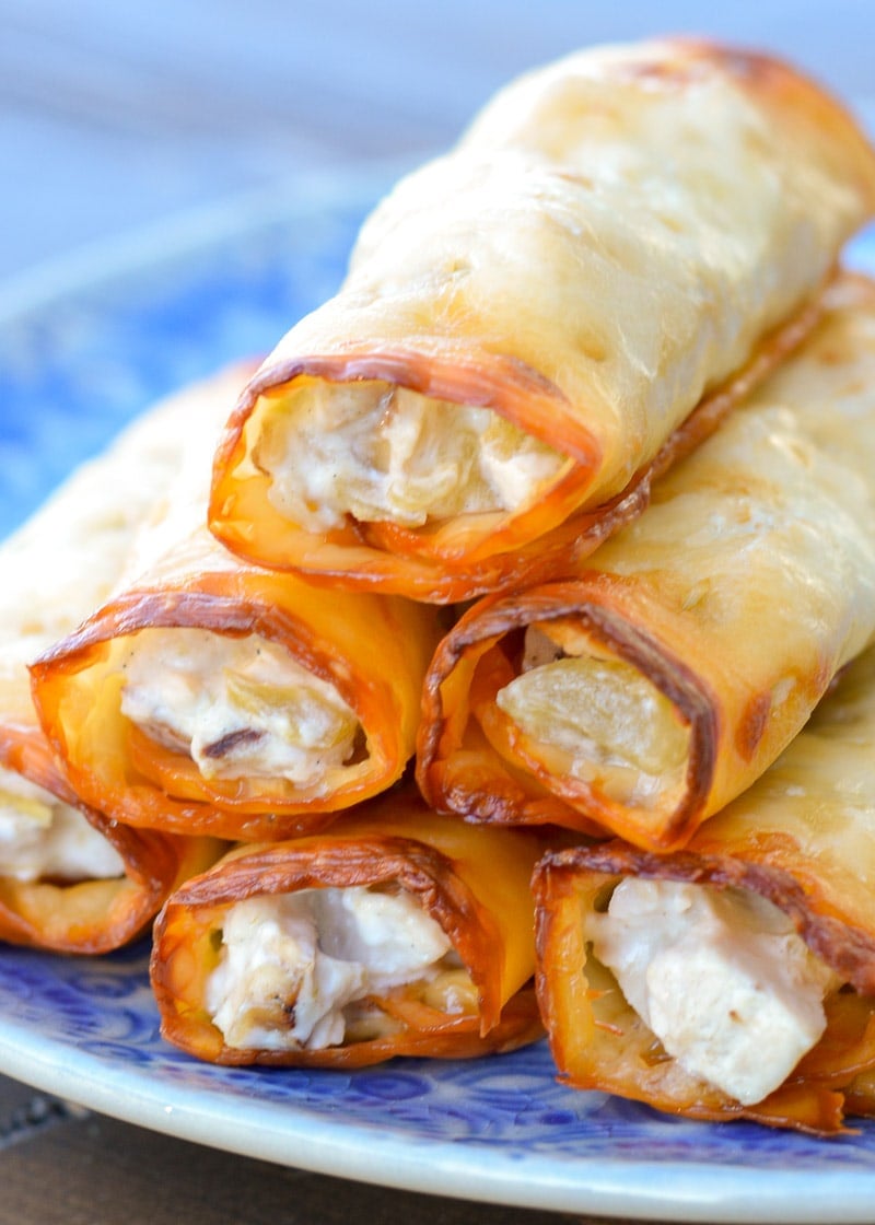 These Keto Green Chile Chicken Taquitos are the perfect cheesy low-carb snack!