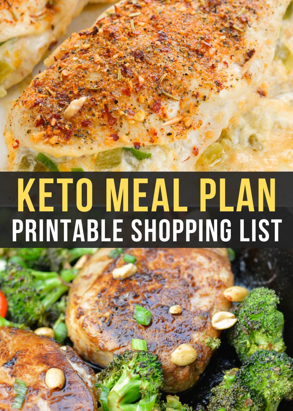 Week 25 of our Easy Keto Meal Plan includes keto dinner favorites like Green Chili Stuffed Chicken and Asian Pork Chops with Sesame Broccoli!