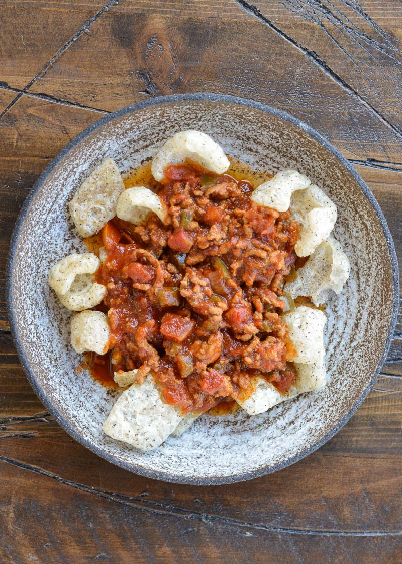 This Keto Chili Pie has all of the crunchy, savory warmth of a Frito Chili Pie without all the carbs!