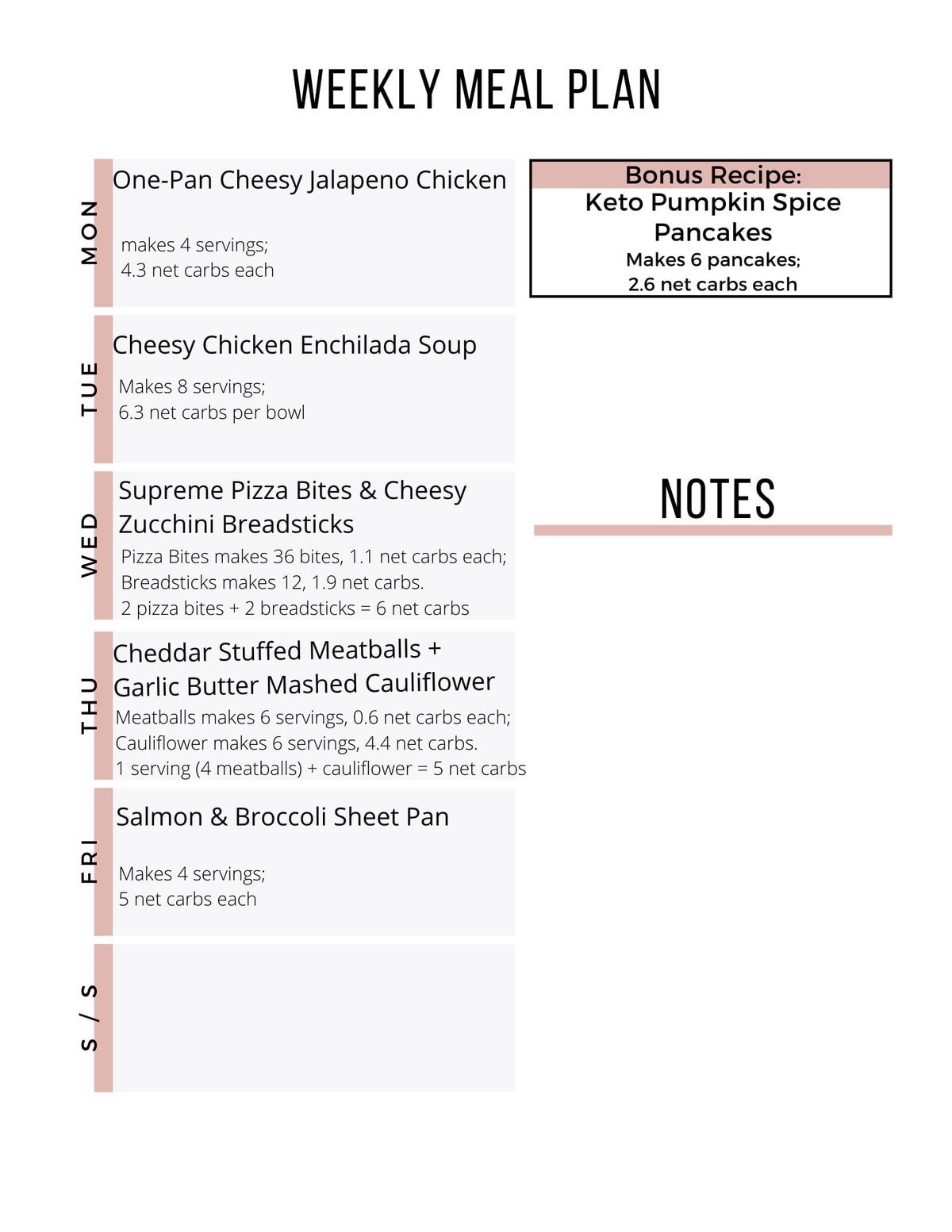 Week 26 Keto Meal Plan