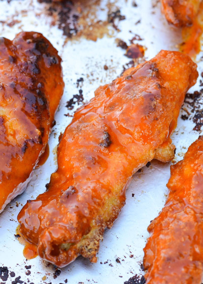 These baked Keto Buffalo Chicken Tenders make a quick, easy, satisfying low-carb dinner. They also make a great keto appetizer on game day and an easy meal prep lunch! 