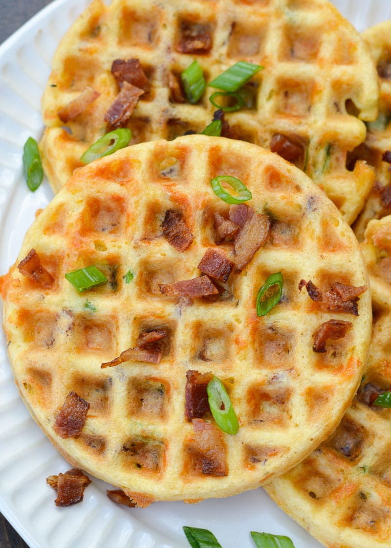 Enjoy a crispy, cheesy chaffle covered with savory keto chili for about three net carbs! These Keto Chili Cheese Chaffles are quick, easy and so satisfying! 