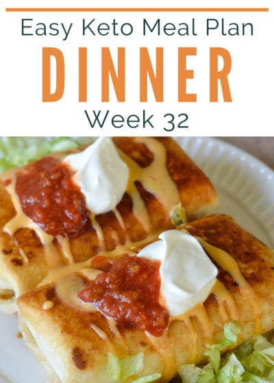 Week 32 of the Easy Keto Meal Plan includes 5 delicious keto dinners and an easy low-carb breakfast! Download the printable meal plan and shopping list for an easy week of keto recipes!