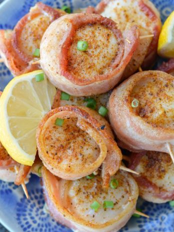These Bacon Wrapped Scallops require just five ingredients and require about 12 minutes of cook time! This is an easy low carb appetizer or elegant dinner recipe! 