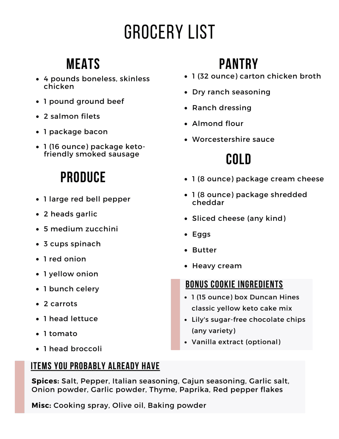 Easy Keto Meal Plan with Printable Shopping List (Week 35) - Maebells